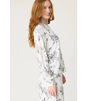 PJ Salvage Feeling Loved Floral Peachy Knit Long Sleeve Round Neck Coordinating Sleep Top