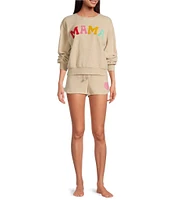 PJ Salvage Long Sleeve Crew Neck Brushed Terry Mama Coordinating Sleep Top