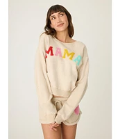 PJ Salvage Long Sleeve Crew Neck Brushed Terry Mama Coordinating Sleep Top