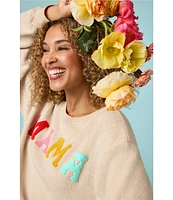 PJ Salvage Long Sleeve Crew Neck Brushed Terry Mama Coordinating Sleep Top
