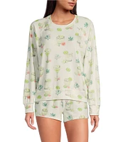 PJ Salvage Long Sleeve Crew Neck Butter Jersey Margarita Print Coordinating Sleep Top