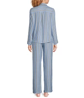 PJ Salvage Long Sleeve Notch Collar Woven Striped Sateen Pajama Set