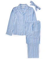 PJ Salvage Long Sleeve Notch Collar Woven Striped Sateen Pajama Set