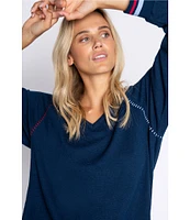 PJ Salvage Long Sleeve V-Neck Coordinating Sleep Top