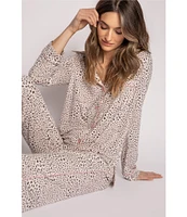 PJ Salvage Modal Basic Leopard Print Notch Collar Pajama Set