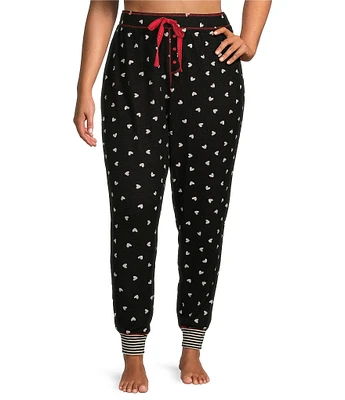 PJ Salvage Plus Size Brushed Thermal Heart Print Coordinating Sleep Pant