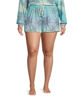 PJ Salvage Plus Size Peachy Knit Palm Ombre Print Coordinating Sleep Shorts