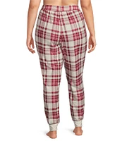 PJ Salvage Plus Size Thermal Velour Plaid Coordinating Holiday Sleep Jogger