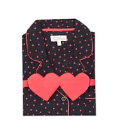 Pj Salvage Short Sleeve Notch Collar Jersey Knit Heart Print Shorty Pajama Set