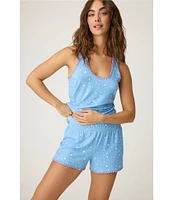 PJ Salvage Star Print Sleeveless Scoop Neck Peachy Knit Coordinating Sleep Top