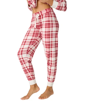 PJ Salvage Thermal Velour Plaid Coordinating Holiday Sleep Jogger