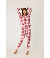 PJ Salvage Thermal Velour Plaid Coordinating Holiday Sleep Jogger