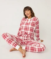 PJ Salvage Thermal Velour Plaid Coordinating Holiday Sleep Jogger