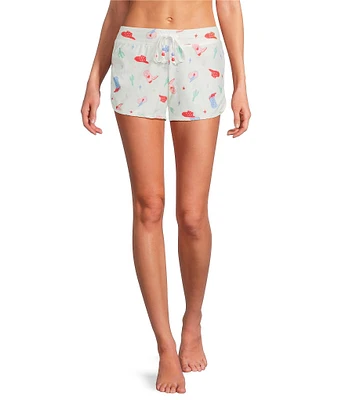 PJ Salvage Western Peachy Knit Waffle Drawstring Tie Coordinating Sleep Short