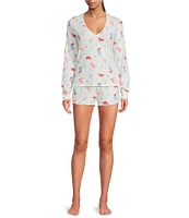 PJ Salvage Western Peachy Knit Waffle Drawstring Tie Coordinating Sleep Short