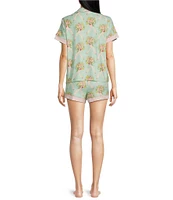 PJ Salvage x Adrian Valencia Floral Lady Butter Jersey Short Sleeve Notch Collar Shorty Pajama Set