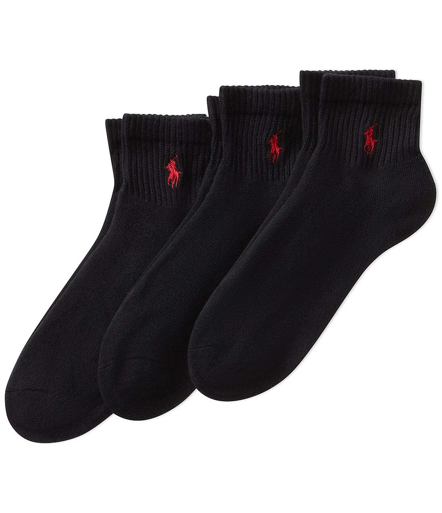 Polo Ralph Lauren Big & Tall Cushioned Quarter-Top Casual Socks 3-Pack