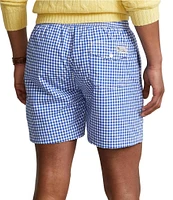 Polo Ralph Lauren 5.75#double; Inseam Traveler Classic Gingham Swim Trunks