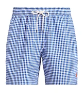 Polo Ralph Lauren 5.75#double; Inseam Traveler Classic Gingham Swim Trunks