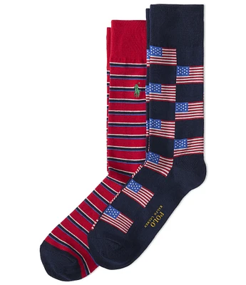 Polo Ralph Lauren Allover Flag 2-Pack Crew Socks