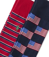 Polo Ralph Lauren Allover Flag 2-Pack Crew Socks