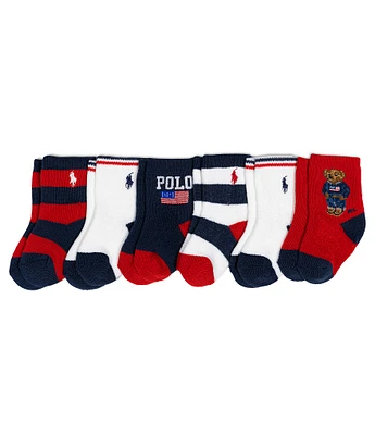 Polo Ralph Lauren Baby Boys 6-24 Months Americana Bears 6-Pack Socks