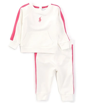 Polo Ralph Lauren Baby Girls 3-24 Months Long Sleeve Big Pony Terry Sweatshirt & Jogger Pant Set