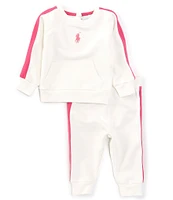 Polo Ralph Lauren Baby Girls 3-24 Months Long Sleeve Big Pony Terry Sweatshirt & Jogger Pant Set