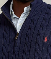 Polo Ralph Lauren Big & Tall Cable Knit Cotton Quarter-Zip Sweater