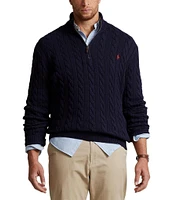 Polo Ralph Lauren Big & Tall Cable Knit Cotton Quarter-Zip Sweater