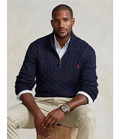 Polo Ralph Lauren Big & Tall Cable Knit Cotton Quarter-Zip Sweater