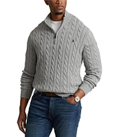 Polo Ralph Lauren Big & Tall Cable Knit Cotton Quarter-Zip Sweater