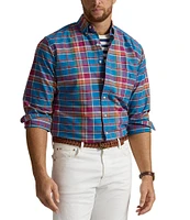 Polo Ralph Lauren Big & Tall Classic Fit Berry Multi Plaid Oxford Long Sleeve Woven Shirt