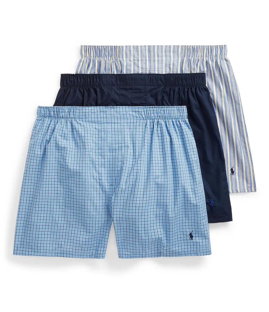 Polo Ralph Lauren Big & Tall Classic-Fit Cotton Woven Assorted Boxers 3-Pack