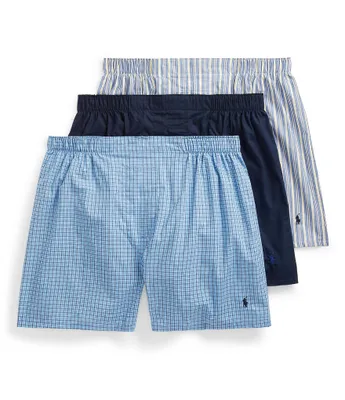 Polo Ralph Lauren Big & Tall Classic-Fit Cotton Woven Assorted Boxers 3-Pack