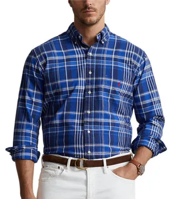 Polo Ralph Lauren Big & Tall Classic-Fit Plaid Oxford Long Sleeve Woven Shirt