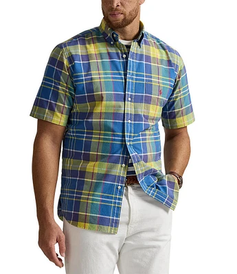 Polo Ralph Lauren Big & Tall Classic Fit Multi-Color Plaid Oxford Short Sleeve Woven Shirt