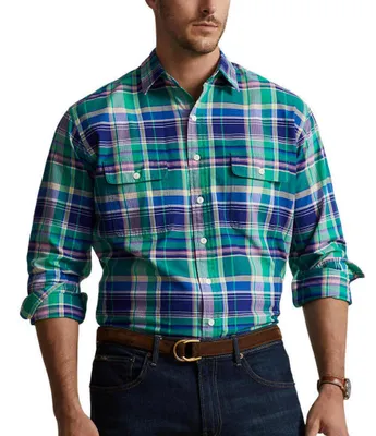 Polo Ralph Lauren Big & Tall Classic-Fit Plaid Long Sleeve Oxford Woven Workshirt