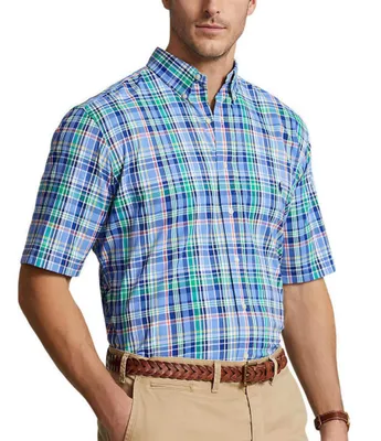 Polo Ralph Lauren Big & Tall Classic Fit Plaid Performance Stretch Short Sleeve Twill Woven Shirt