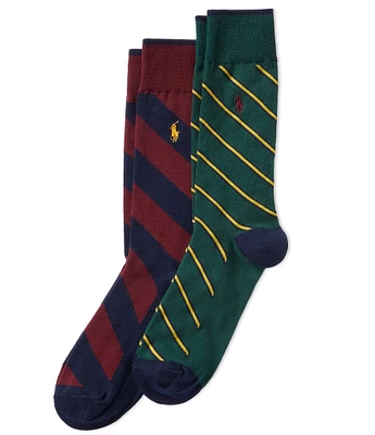 Polo Ralph Lauren Big & Tall Diagonal Striped Slack Socks 2-Pack