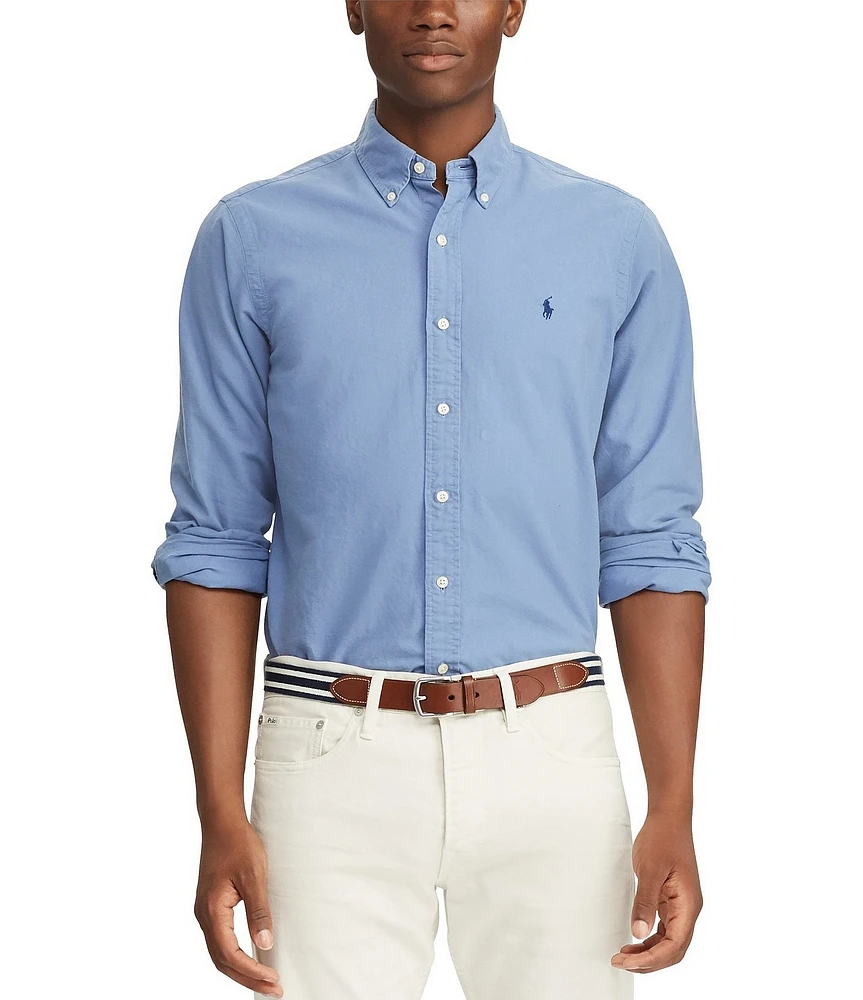 Polo Ralph Lauren Big & Tall Solid Garment-Dye Oxford Long Sleeve Woven Shirt