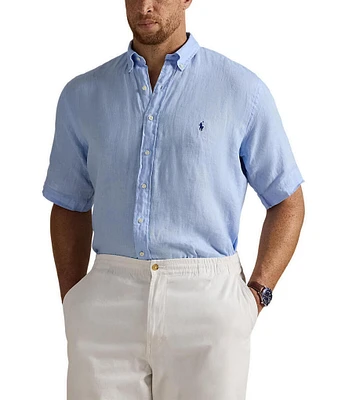 Polo Ralph Lauren Big & Tall Solid Linen Short Sleeve Woven Shirt