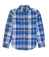 Polo Ralph Lauren Big Boy 8-20 Long Sleeve Blue Multi Plaid Poplin Shirt