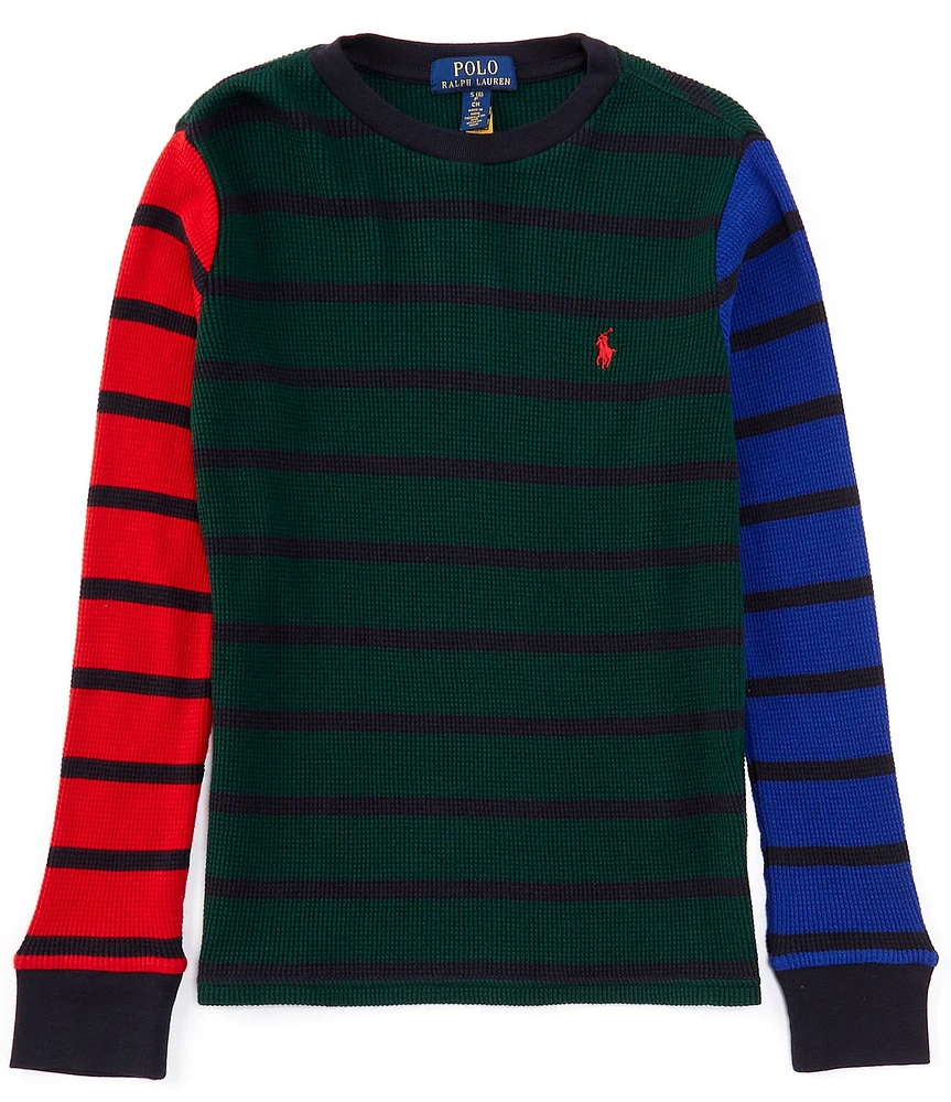 Polo Ralph Lauren Big Boys 8-20 Long Sleeve Color Block/Stripe Waffle-Knit T-Shirt