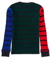 Polo Ralph Lauren Big Boys 8-20 Long Sleeve Color Block/Stripe Waffle-Knit T-Shirt