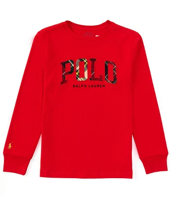 Polo Ralph Lauren Big Boys 8-20 Long Sleeve Plaid-Logo Jersey T-Shirt