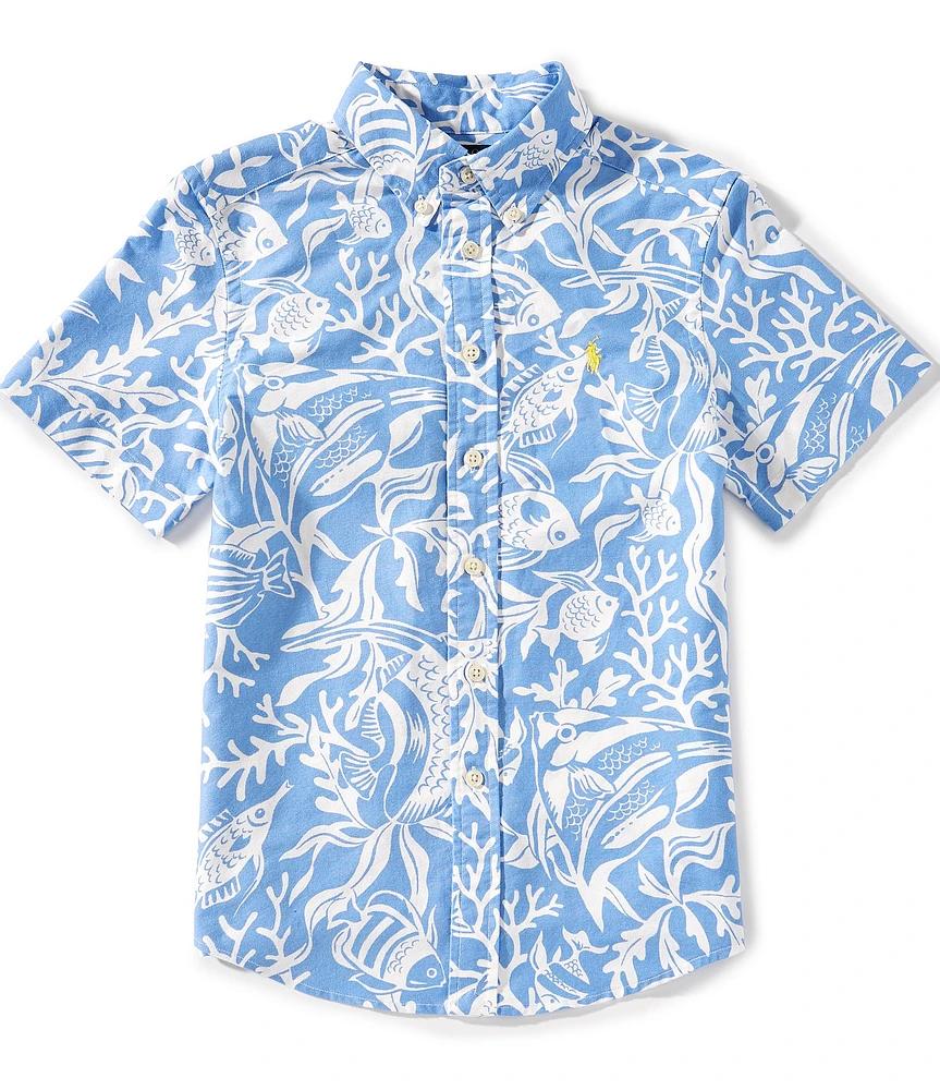 Polo Ralph Lauren Big Boys 8-20 Sea-Print Short-Sleeve Oxford Shirt