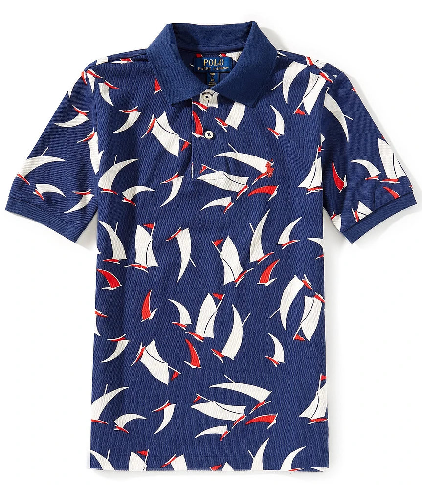 Polo Ralph Lauren Big Boys 8-20 Short-Sleeve Abstract-Sailboat-Print Mesh Polo Shirt