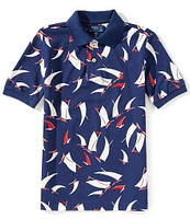 Polo Ralph Lauren Big Boys 8-20 Short-Sleeve Abstract-Sailboat-Print Mesh Polo Shirt
