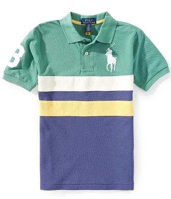 Polo Ralph Lauren Big Boys Short-Sleeve Big Pony Color Block Mesh Polo Shirt